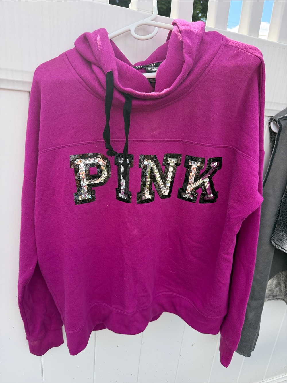 PINK Victoria's Secret Magenta Sequin Logo Hoodie